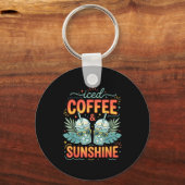 Porte-clés Café glacé rétro & soleil drôle d'été (Recto)