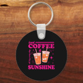 Porte-clés Café glacé rétro & soleil drôle d'été (Recto)