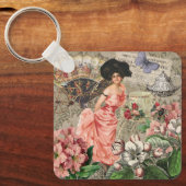 Porte-clés Café Lady Victorian Femme Rose Classy (Recto)