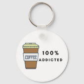 Porte-clés Café Lover Design 100% Addicted Caféine (Recto)