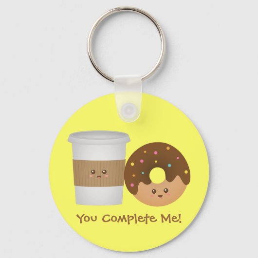 Porte-clés Café mignon et beignet, Tu me complètes (Recto)