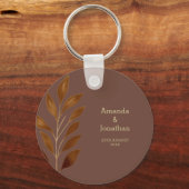 Porte-clés Café moderne Brown et Mariage feuille or (Recto)