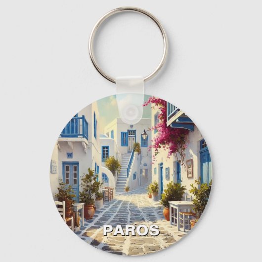 Porte-clés Café Paros Grèce Îles Voyage (Recto)
