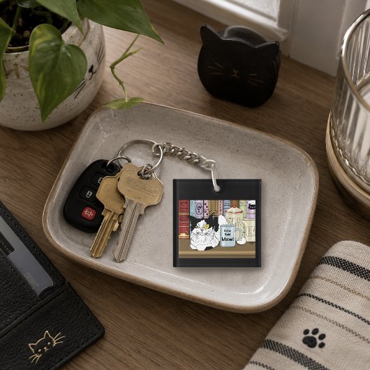 Porte-clés Café Tuxedo Chat amusant