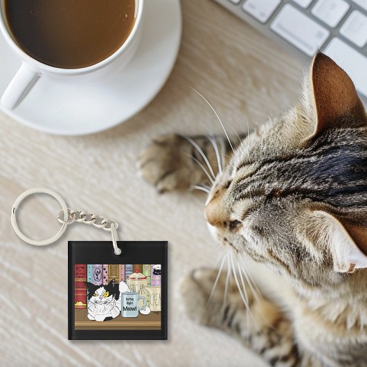 Porte-clés Café Tuxedo Chat amusant