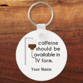 Porte-clés caffeine dans IV, humour urique (Recto)