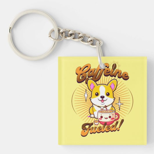 PORTE-CLÉS CAFFEINE DE CORGI FUELED! (Devant)