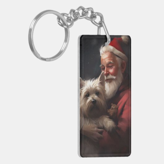 Porte-clés Cairn Terrier Avec Noël Festif Du Père Noël (Devant gauche)