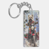 Porte-clés Cairn Terrier Chien équitation Moto Noël (Devant gauche)