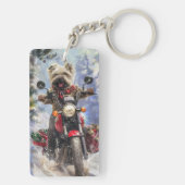 Porte-clés Cairn Terrier Chien équitation Moto Noël (Dos)