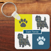 Porte-clés Cairn Terrier Chien Silhouette & Grille Y&B Emprei (Recto)