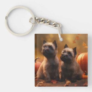 Porte-clés Cairn Terrier Chiot Automne Citrouille de plaisir
