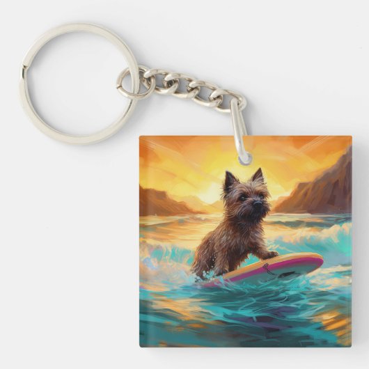Porte-clés Cairn Terrier Plage Surf Peinture (Devant)