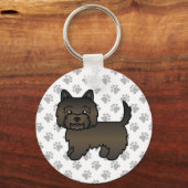 Porte-clés Cairn Terrier Tacheture Foncé Chien de Dessin Anim (Recto)