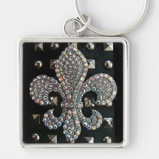 Porte-clés Caisse cloutée d'impression de fleur de lis (Devant)