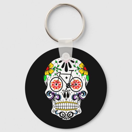 Porte-clés Calavera - Vélo crâne à sucre (Recto)