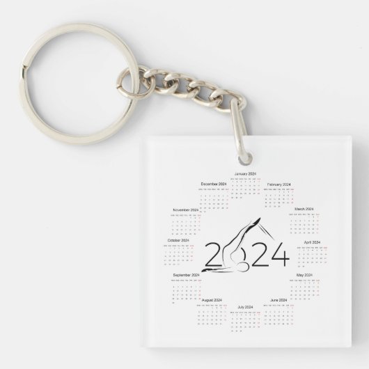 Porte-clés Calendrier 2024 pour instructeur Pilates (Devant)