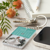 Porte-clés Calendrier d'anniversaire du Mariage photo bleu él (Devant droit)