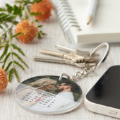 Porte-clés Calendrier d'anniversaire du Mariage photo simple  (Devant Droit)