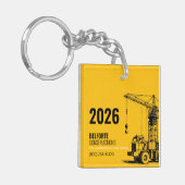 Porte-clés Calendrier de construction acrylique | Jaune et gr (Devant gauche)