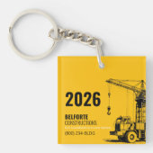 Porte-clés Calendrier de construction acrylique | Jaune et gr (Devant)