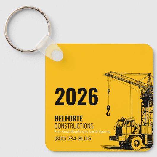 Porte-clés Calendrier de construction | Crane jaune et noire (Recto)