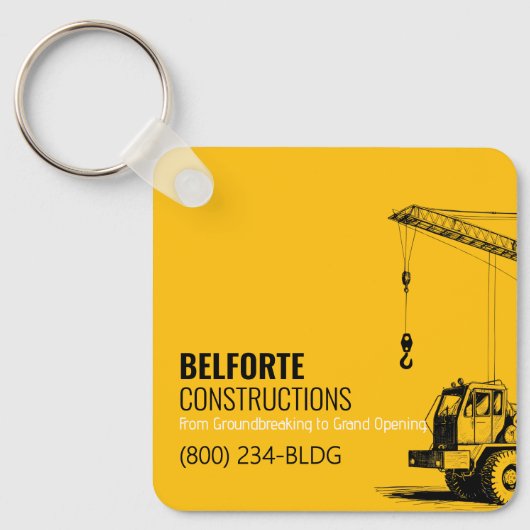 Porte-clés Calendrier de construction | Grue jaune et noire (Recto)
