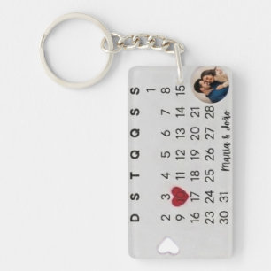 Porte-clés Calendrier de date de sauvegarde de photo personna