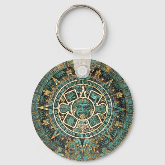 Porte-clés Calendrier des disques ronds anciens mayas aztèque (Recto)