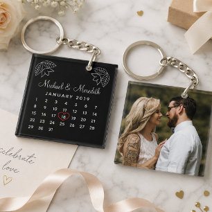 Porte-clés Calendrier Personnalisé Élégant d'Anniversaire de