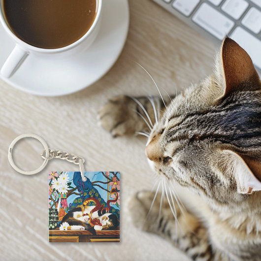 Porte-clés Calico Cat Dragon Rouge