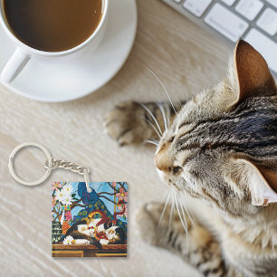 Porte-clés Calico Cat Dragon Rouge