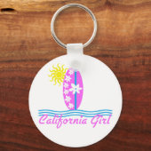 Porte-clés California Girl Pink Surfboard W/Sun (Recto)