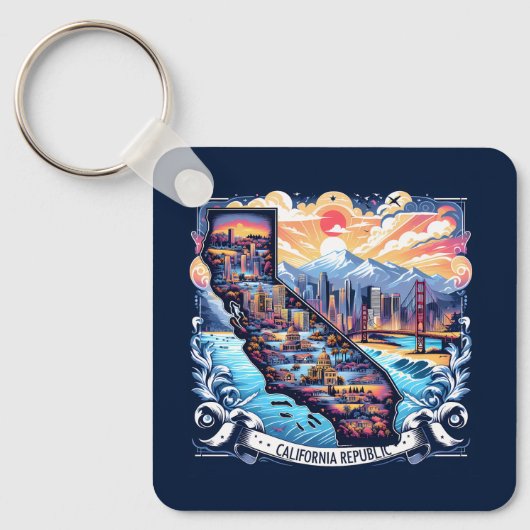 Porte-clés California Map Vector Art (Recto)