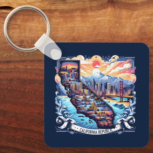 Porte-clés California Map Vector Art (Recto)