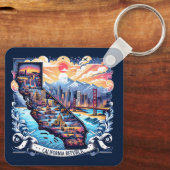 Porte-clés California Map Vector Art (Verso)