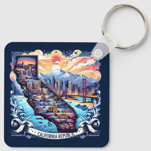 Porte-clés California Map Vector Art (Dos)