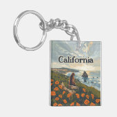 Porte-clés Californie Bear Poppies Fleurs Côte Retro (Devant gauche)