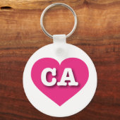 Porte-clés Californie Hot Pink Heart - J'aime CA (Recto)