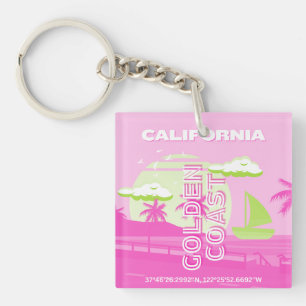 Porte-clés Californie, Los Angeles, Travel Art, Preppy, Rose