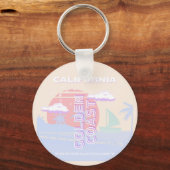 Porte-clés Californie, Plage, Art du voyage, Preppy, Pastel (Recto)