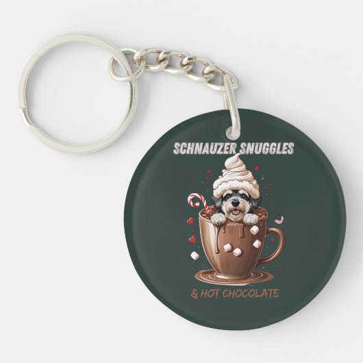 Porte-clés Câlins de Schnauzer & Chocolat Chaud (Devant)