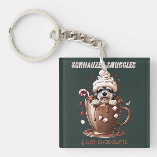 Porte-clés Câlins de Schnauzer & Chocolat Chaud (Devant)