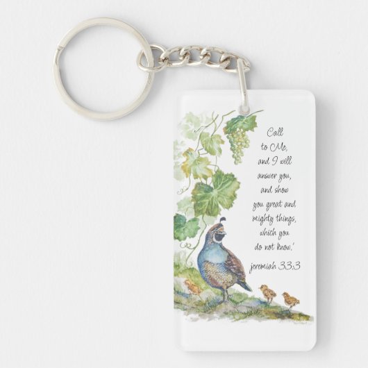 Porte-clés Call to Me Scripture Inspiration California Quail (Devant)
