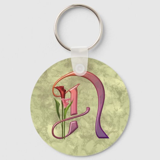 Porte-clés Calla Initial N colorée (Recto)