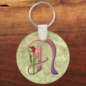 Porte-clés Calla Initial N colorée (Recto)
