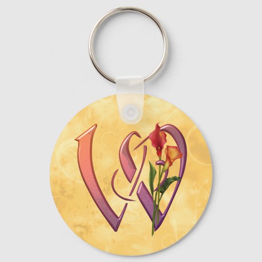 Porte-clés Calla Initial W colorée (Recto)