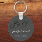 Porte-clés Calligraphie Attrayante Monogramme Mariage Script (Recto)