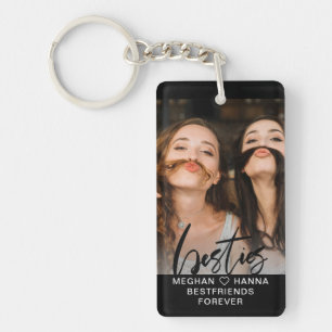 Porte-clés Calligraphie Besties photo de superposition minima