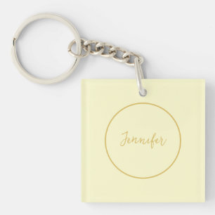 Porte-clés Calligraphie couleur or et crème moderne Plain uni
